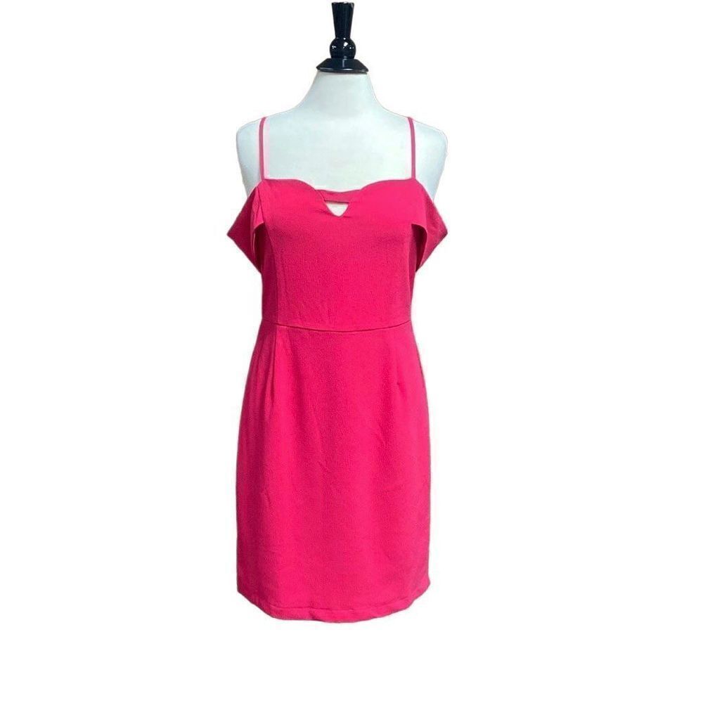 C. Luce Fuchsia Pink Cold Shoulder Sheath Dress Size Large NWT